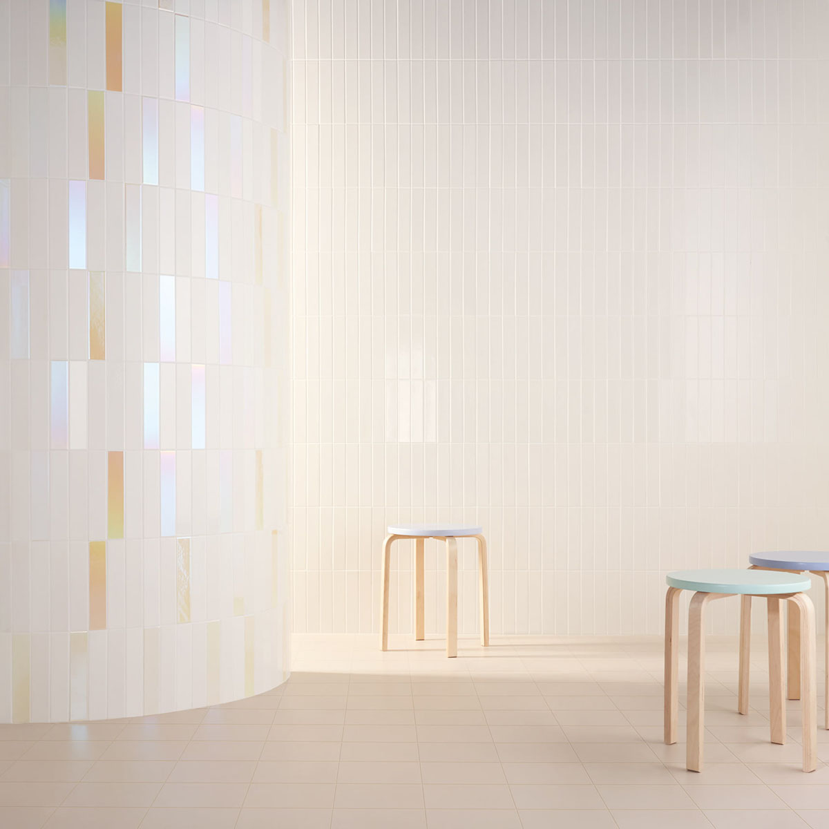 carrelage de la tour faience lisse hologramme creme cream mix 1