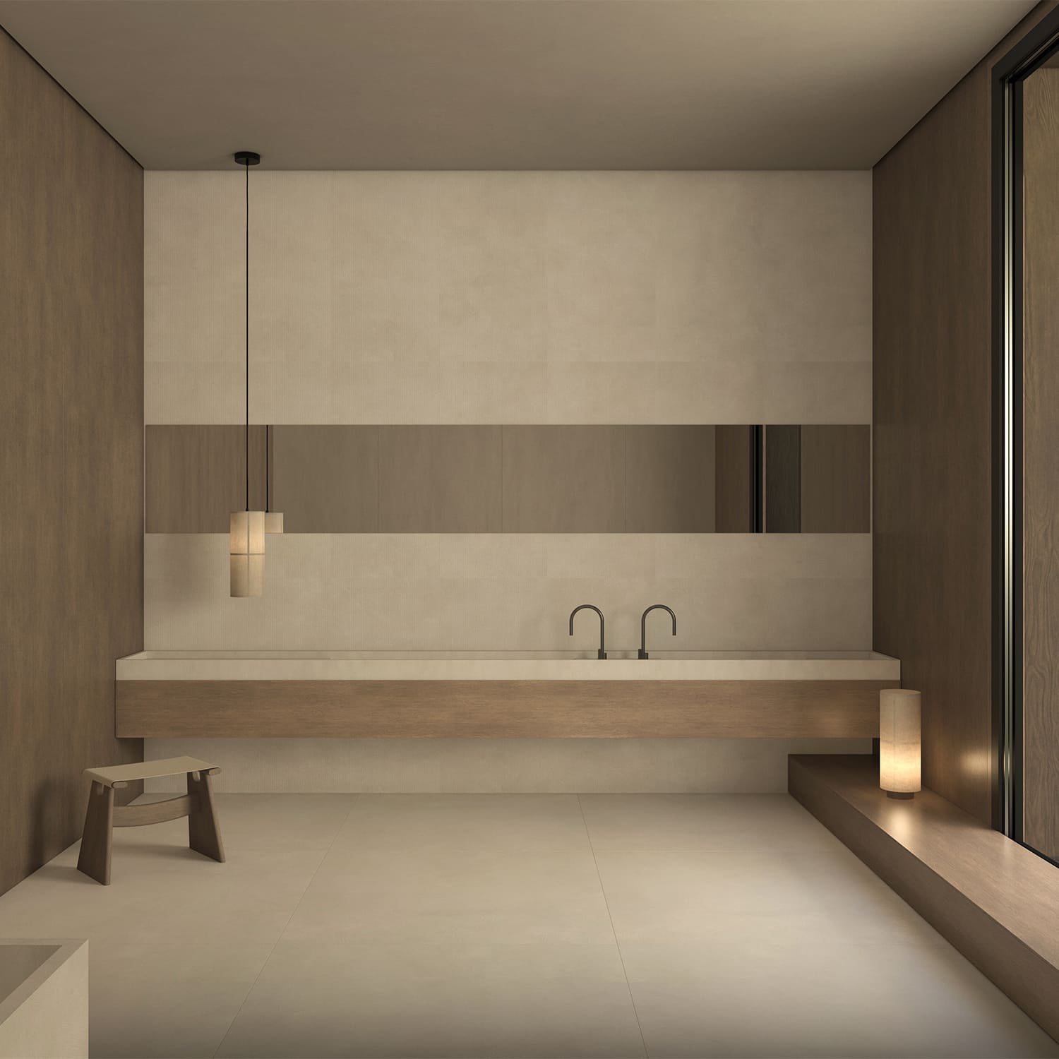 carrelage beige grande dalle salle de bain minimaliste design listi light grey