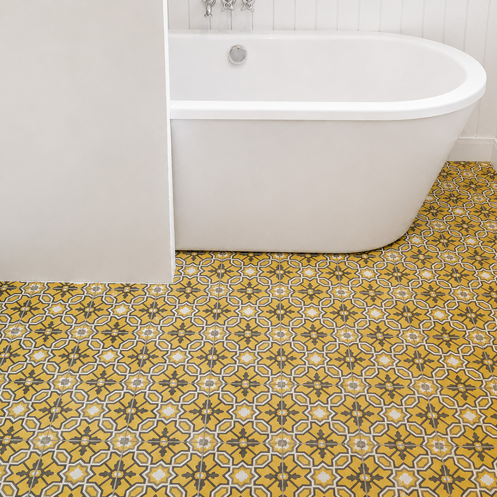 carreaux ciment jaunes salle de bain M0411