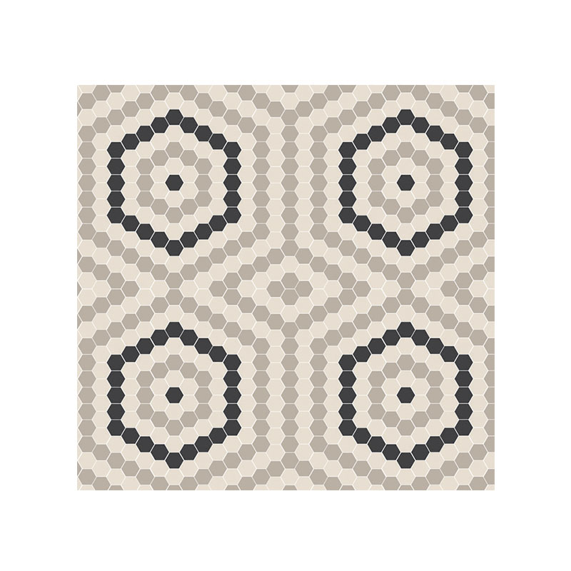 carrelage de la tour mosaique sol murs graphique hexa creme gris et blanc 1