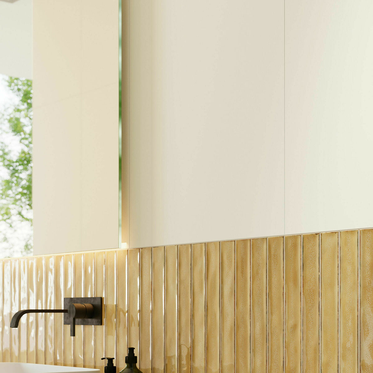 carrelage de la tour mural uni mat grand format vanille 2